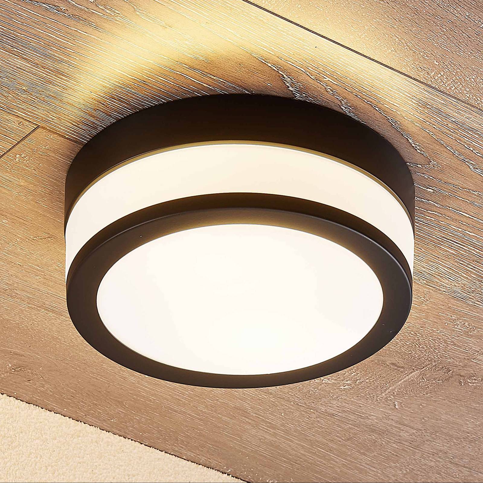 Lindby Deckenlampe Flavi, Ø 23 cm, schwarz, Glas, IP44, E27 Lindby Deckenlampe Flavi, Ø 23 cm, schwarz, Glas, IP44, E27 von LINDBY