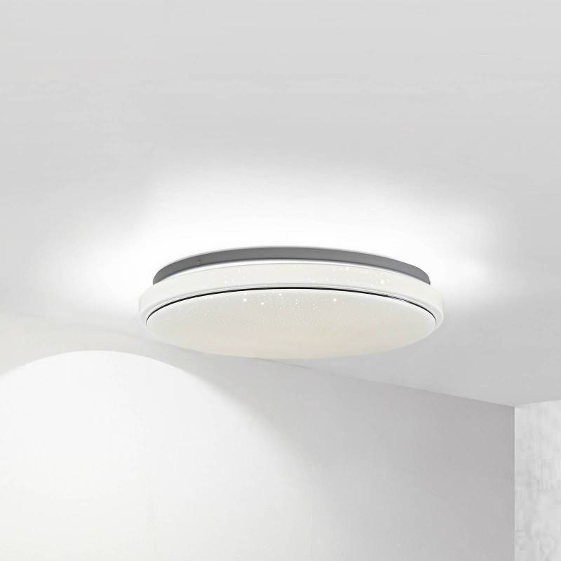 Lindby LED-Deckenlampe Glamo, Ø 39 cm, chrom, weiß, IP44 von LINDBY