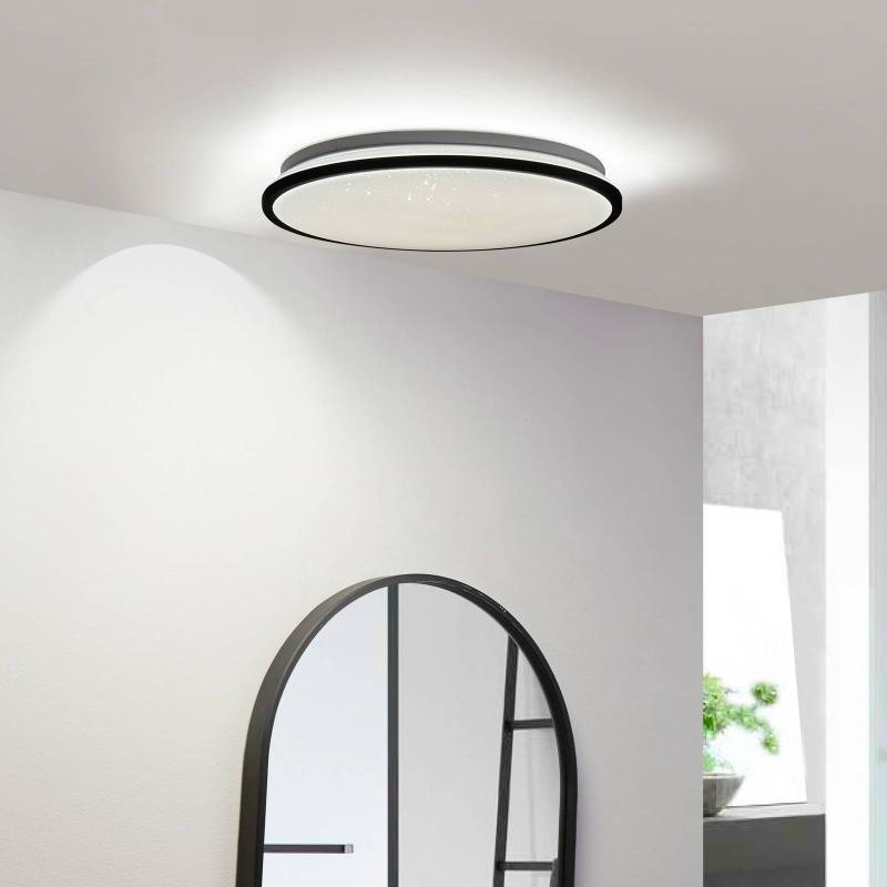 Lindby LED-Deckenleuchte Glane, Ø 38 cm, schwarz/weiß, IP44 von LINDBY