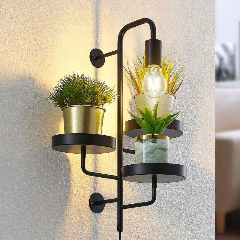 Lindby Wandleuchte Hanjo, Höhe 50 cm, schwarz, Metall von LINDBY