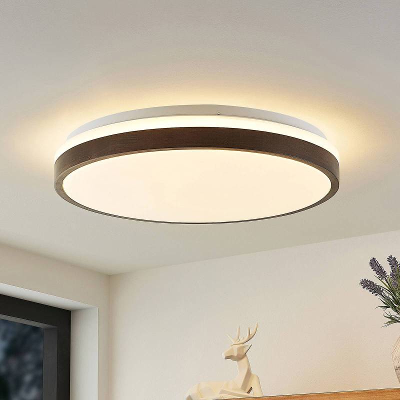 Lindby LED-Deckenleuchte Hudsona, Ø 49 cm, Holz, braun von LINDBY