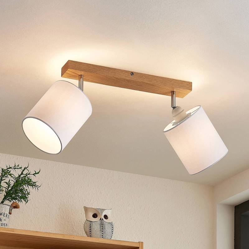 Lindby Imarin Deckenstrahler, 2-flammig, eiche/weiß von LINDBY
