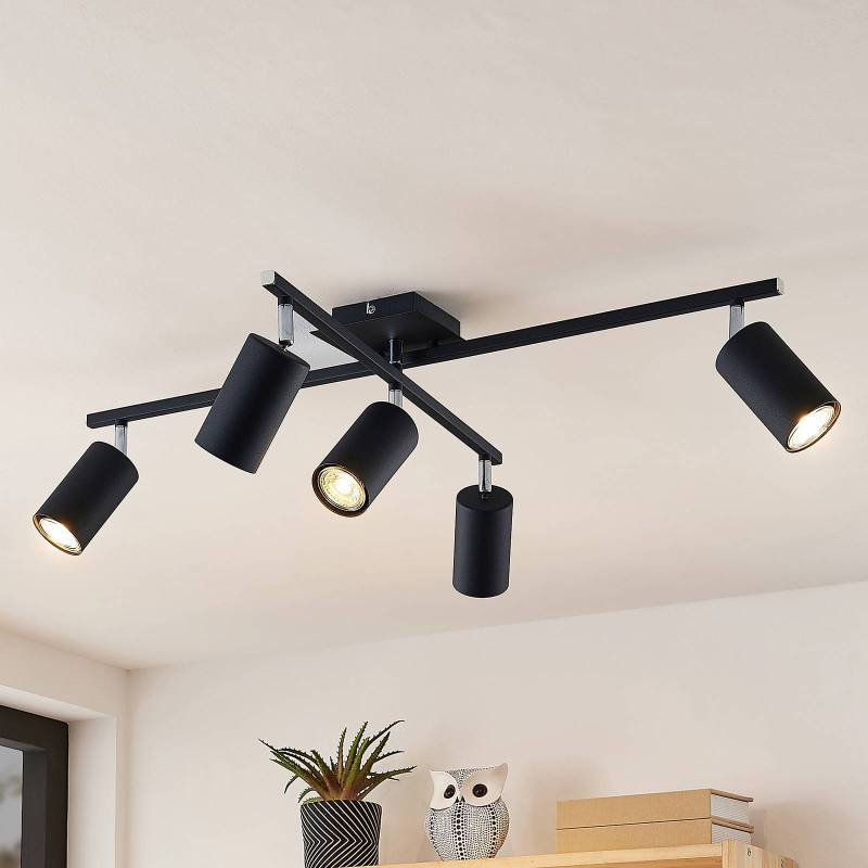 Lindby Deckenleuchte Joffrey, 78 cm, schwarz, 5-flg., GU10 von LINDBY