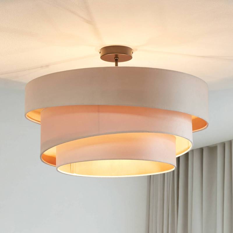 Lindby Deckenlampe Jusari, creme, Textil, Ø 56 cm, E27 von LINDBY