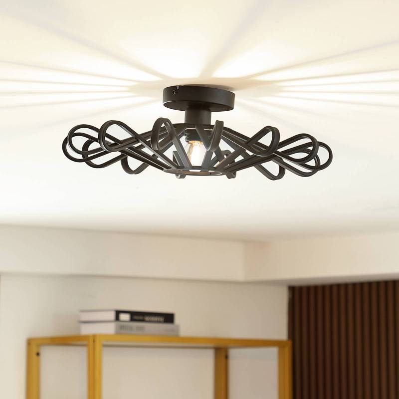 Lindby Deckenleuchte Kaelen, schwarz, Eisen, Ø 45 cm, E27 von LINDBY