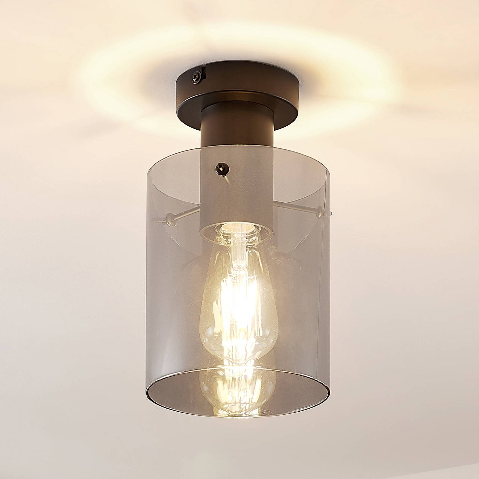 Lindby Deckenlampe Kourtney, Ø15cm, schwarz/grau, Glas, E27 Lindby Deckenlampe Kourtney, Ø15cm, schwarz/grau, Glas, E27 von LINDBY
