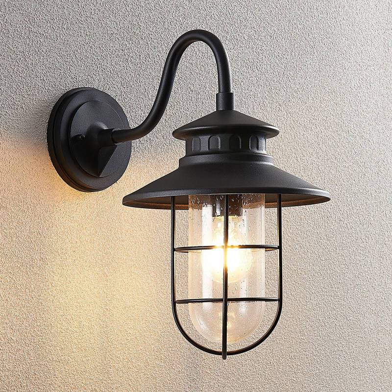 Lindby Außenwandleuchte Kyan, Höhe 40 cm, schwarz, IP44, E27 von LINDBY