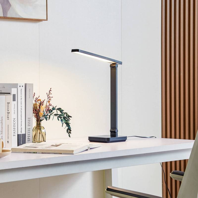 Lindby LED-Schreibtischleuchte Rylas, schwarz, USB, CCT von LINDBY