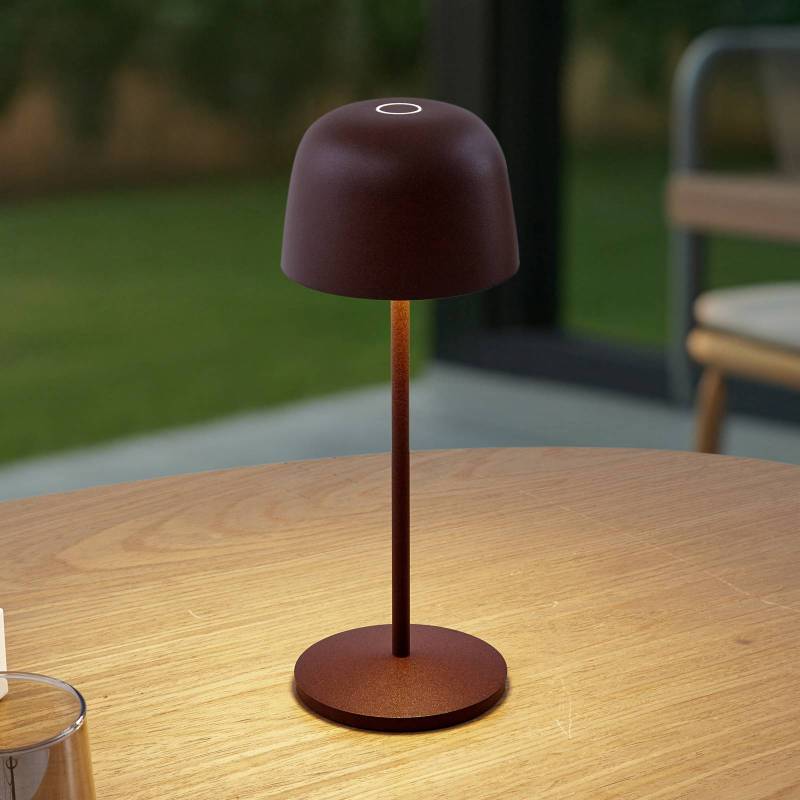 Lindby LED-Akku-Tischleuchte Arietty, braun, dimmbar, IP54 von LINDBY
