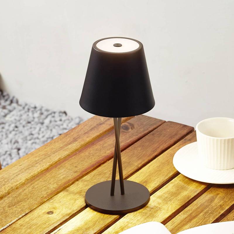 Lindby LED-Akkutischleuchte Janea CROSS, schwarz, Metall von LINDBY