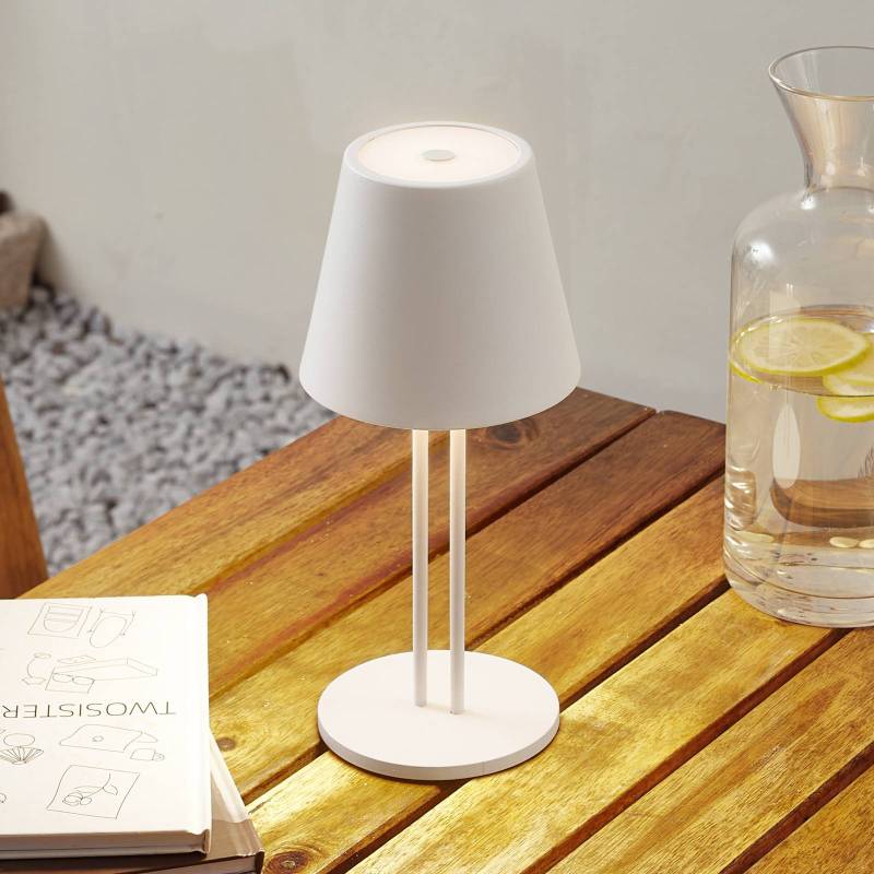 Lindby LED-Akkutischleuchte Janea TWIN, weiß, Metall von LINDBY