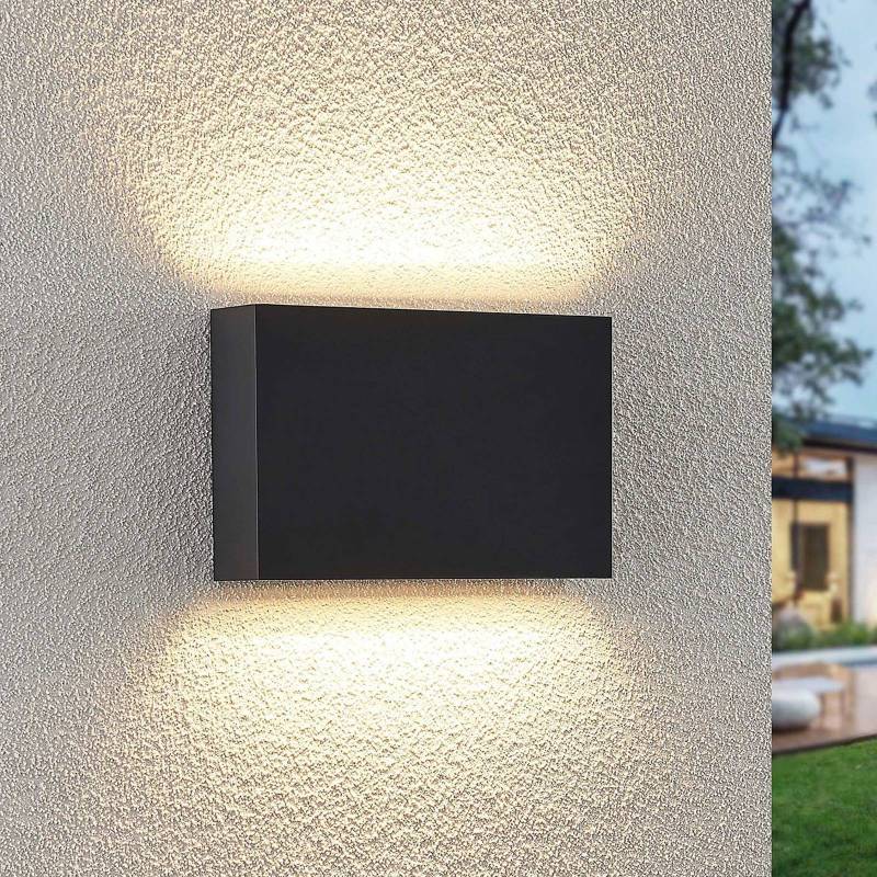 Lindby LED-Außenwandleuchte Jarte, 20cm, up/down, grau, IP65 von LINDBY