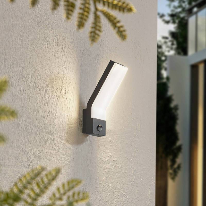 Lindby LED-Außenwandleuchte Korvik, 26 cm, anthrazit, Sensor von LINDBY
