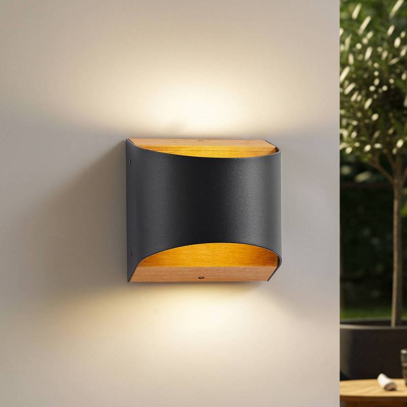 Lindby LED-Wandleuchte Lenore, schwarz, Metall, 13cm, IP44 von LINDBY