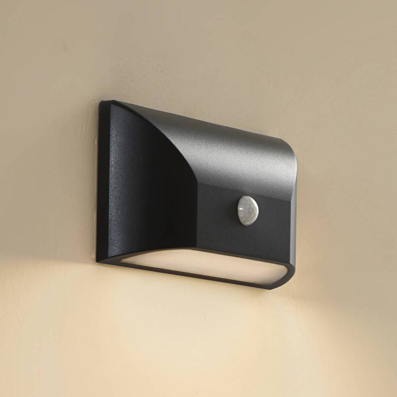 Lindby LED-Außenwandleuchte Siana, schwarz, PC, Sensor von LINDBY