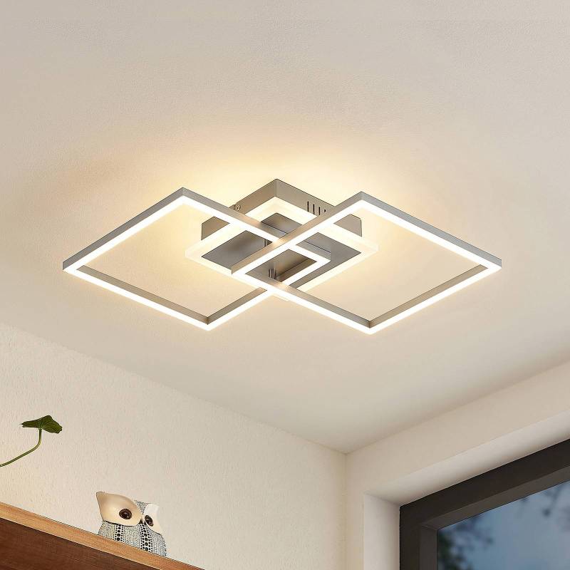 Lindby LED-Deckenlampe Fjardo, eckig, silber, CCT, Remote von LINDBY