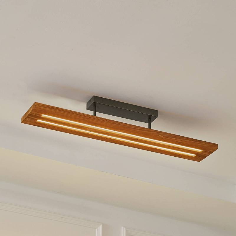 Lindby LED-Deckenlampe Nesaja, schwarz, Holz, 98cm, dimmbar von LINDBY