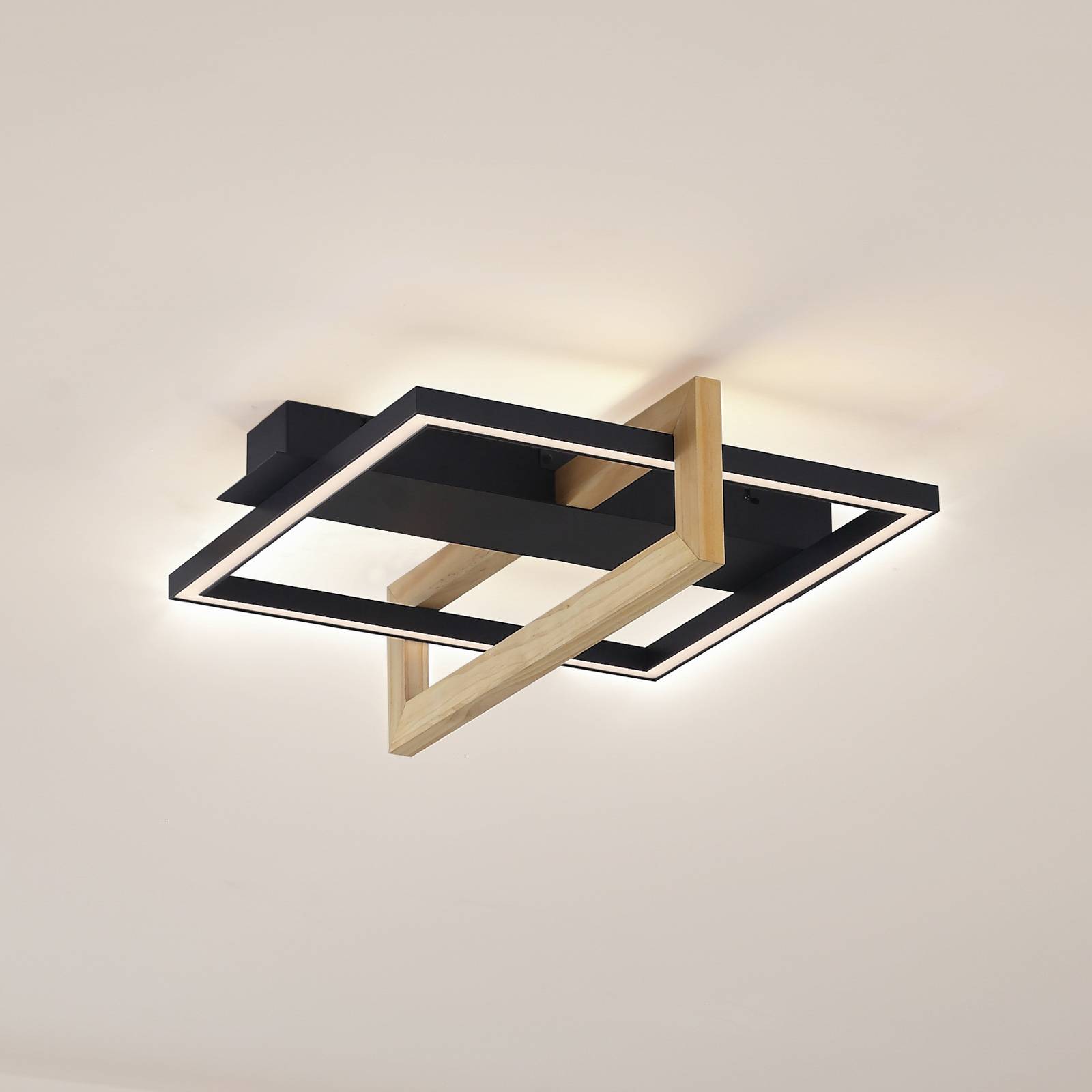 Lindby LED-Deckenleuchte Holamu, 46cm, schwarz, Holz, Metall Lindby LED-Deckenleuchte Holamu, 46cm, schwarz, Holz, Metall von LINDBY