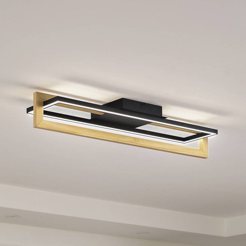 Lindby LED-Deckenleuchte Holamu, 80 cm, Holz von LINDBY