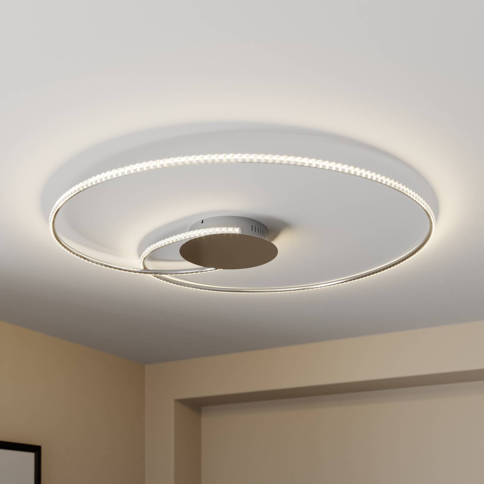 Lindby LED-Deckenleuchte Joline, Kristalle, 90 cm, Metall von LINDBY