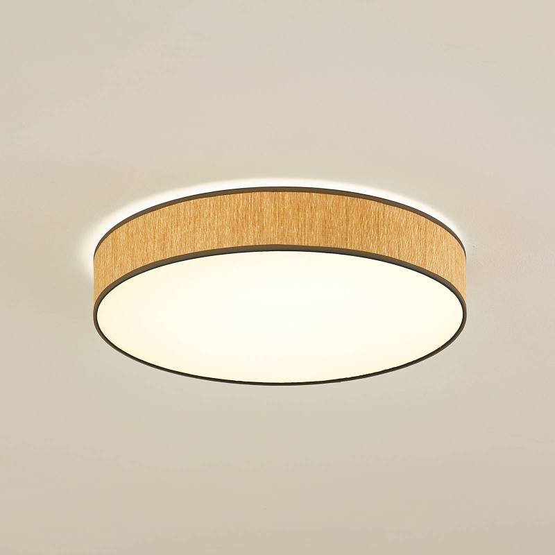 Lindby LED-Deckenleuchte Jutis, beige, Seetang, Ø 50 cm von LINDBY