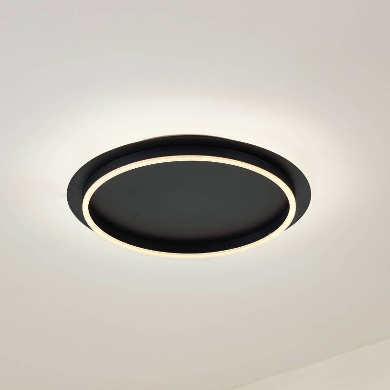 Lindby LED-Deckenleuchte Kunis, schwarz, Kunststoff, Ø 46 cm von LINDBY