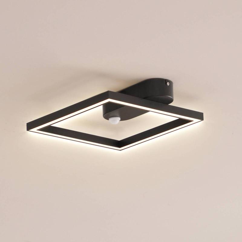 Lindby LED-Deckenleuchte Yulla, 34 cm, schwarz, Sensor von LINDBY