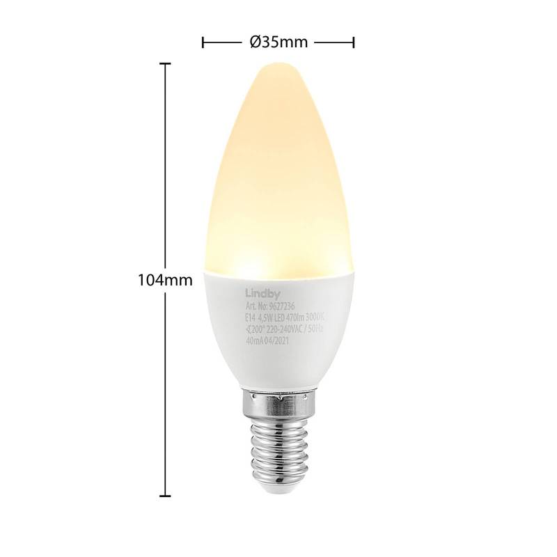Lindby LED-Kerzenlampe E14 C35 4,5W 3.000K opal von LINDBY