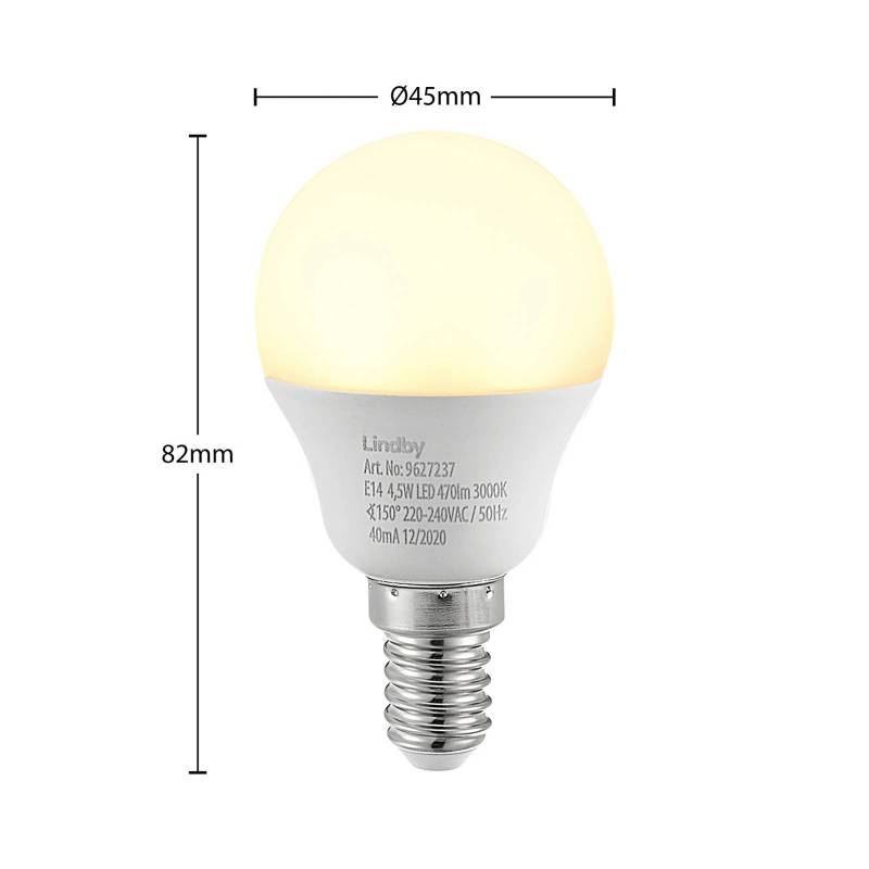 Lindby LED-Lampe E14 G45 4,5W 3.000K opal 2er-Set von LINDBY