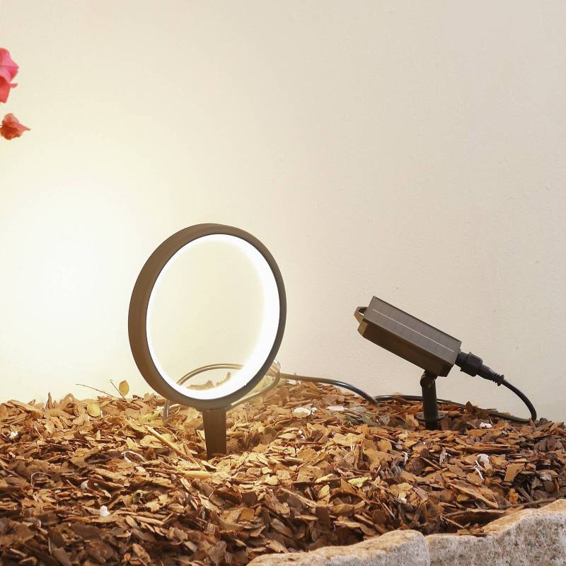 Lindby LED-Solar-Erdspießleuchte Syrene, 18 cm, schwarz, Alu von LINDBY