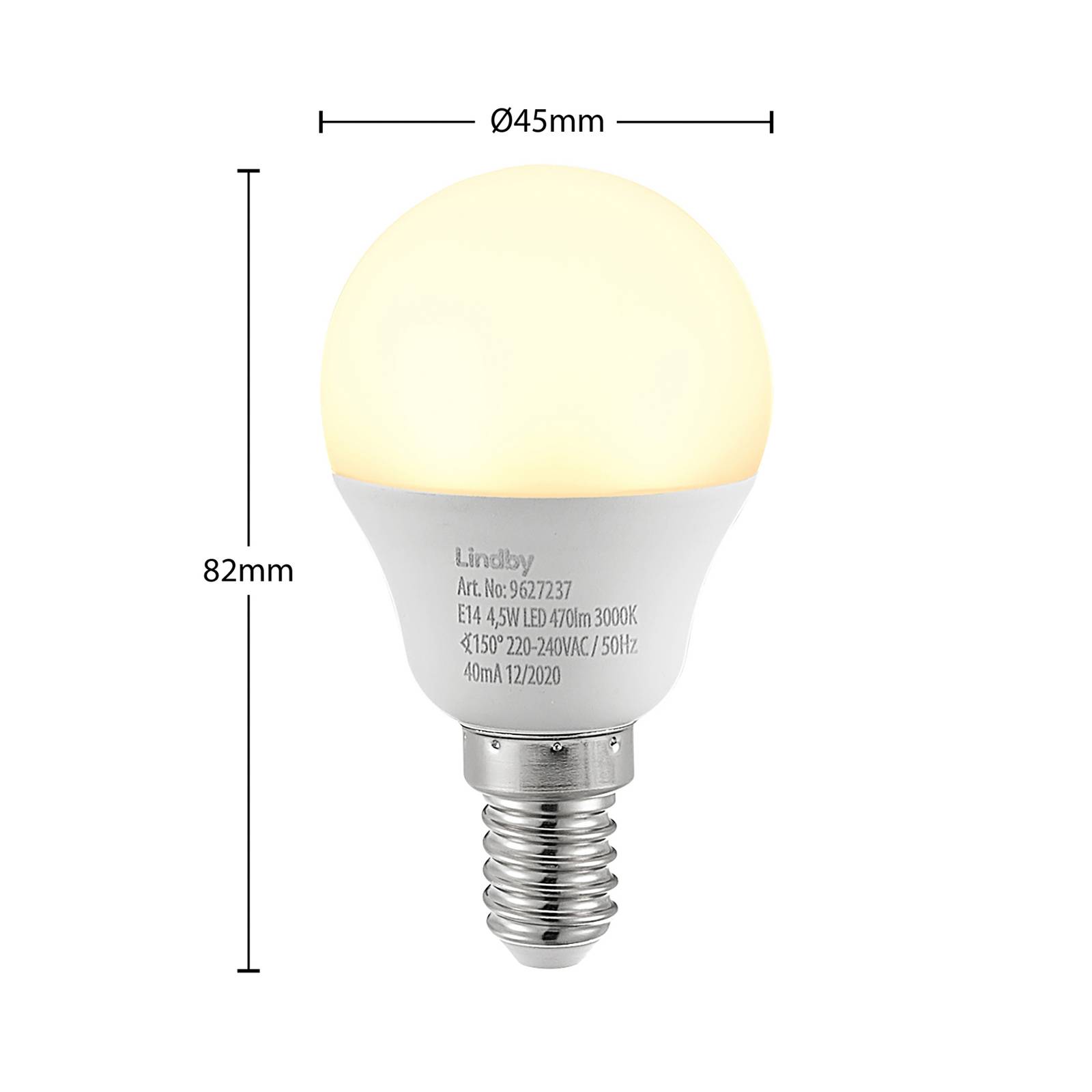 Lindby LED-Tropfenlampe E14 G45 4,5W 3.000K opal von LINDBY