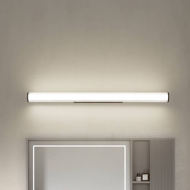 Lindby LED-Wandlampe Kirka, schwarz, Metall, IP44, 90cm, CCT von LINDBY
