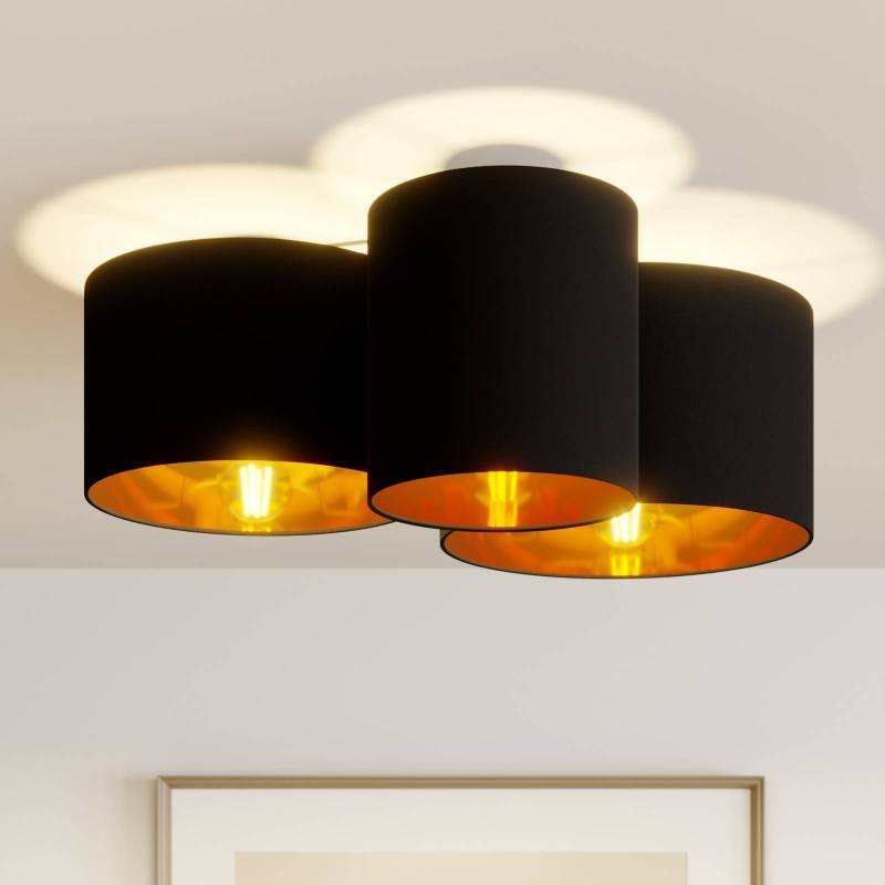 Lindby Laurenz Deckenlampe, 3-fl., schwarz-gold von LINDBY