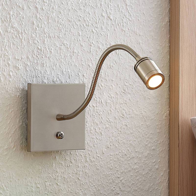 Lindby LED-Wandleuchte Legera, 11 cm, nickelfarben, Flexarm von LINDBY
