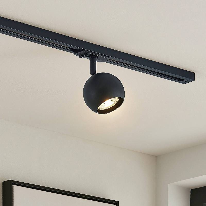 Lindby Schienenspot Linaro, GU10, Ø 9 cm, schwarz, 1-Phasen von LINDBY