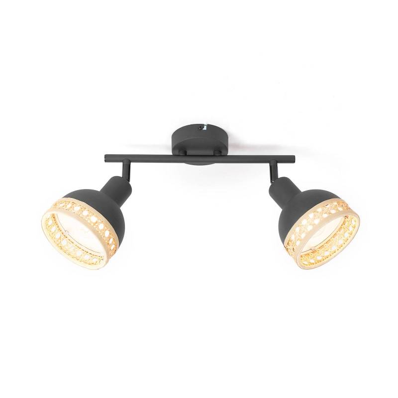 Lindby Lonnaris Strahler, Rattan, schwarz, 2-fl. von LINDBY