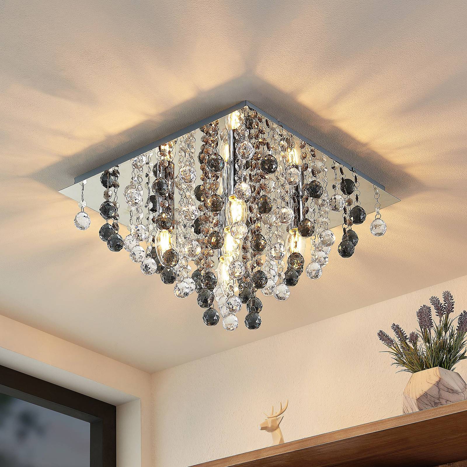 Lindby Maram Deckenlampe mit Acrylbehang, eckig Lindby Maram Deckenlampe mit Acrylbehang, eckig von LINDBY