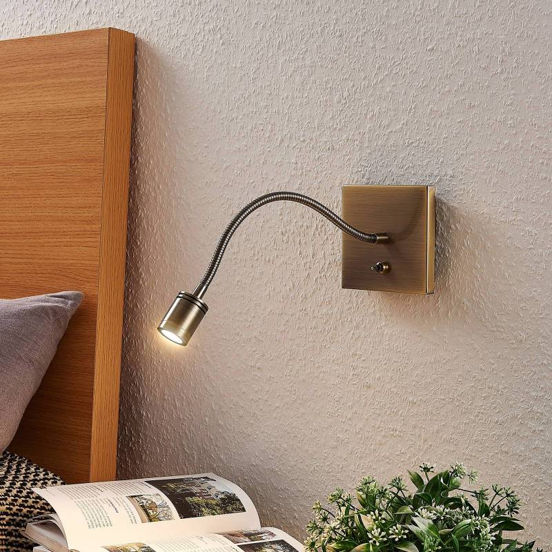 Lindby LED-Wandlampe Mayar, 2er, messing, Leselampe, 11 cm von LINDBY