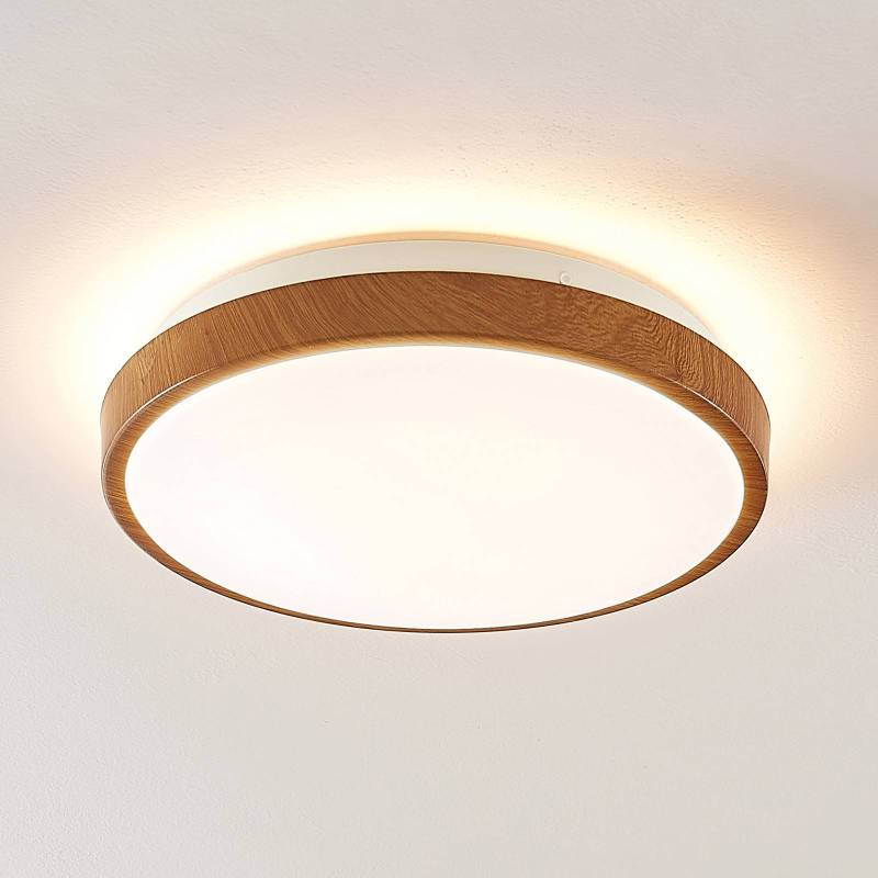 Lindby LED-Deckenleuchte Mendosa, rund, Holz hell, Ø 29cm von LINDBY