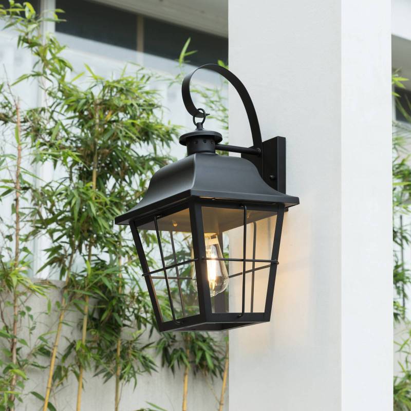 Lindby Außenwandleuchte Mertollio, Höhe 47 cm, schwarz, Glas von LINDBY
