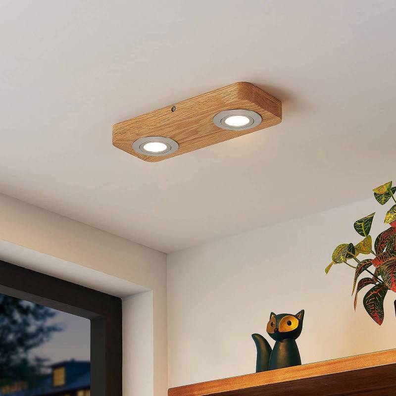 Lindby Mikari LED-Deckenleuchte aus Holz, 2-fl. von LINDBY