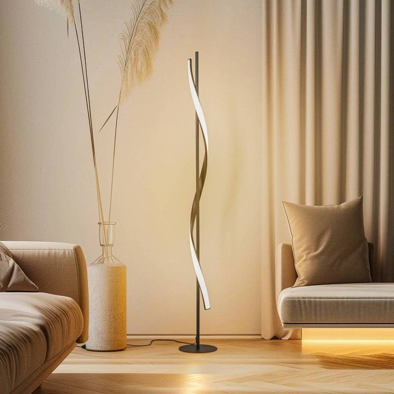Lindby LED-Stehleuchte Munja, schwarz, Metall, dimmbar von LINDBY