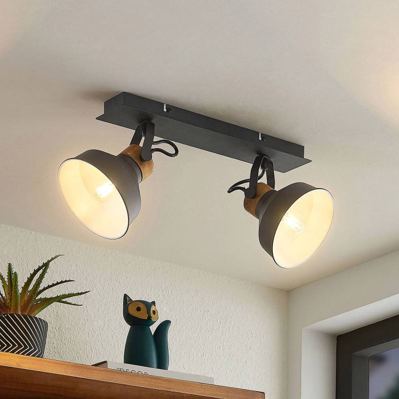 Lindby Nefeli Deckenleuchte mit Holzdetails, 2-fl. von LINDBY