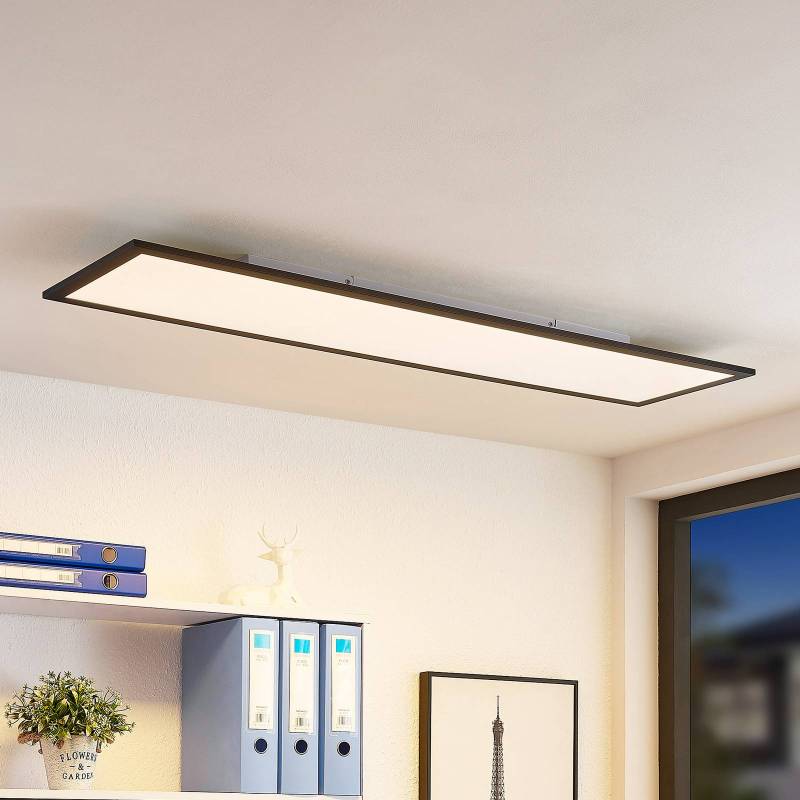 Lindby LED-Panel Nelios, 120 x 30 cm, CCT, schwarz, Metall von LINDBY