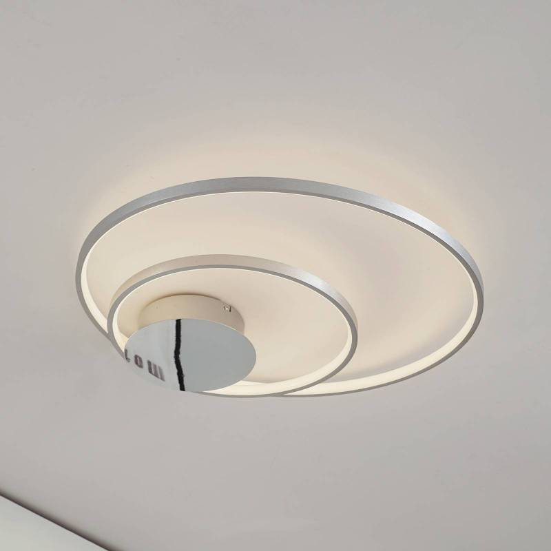 Lindby Nerwin LED-Deckenleuchte, 65 cm, rund, alu/chrom von LINDBY