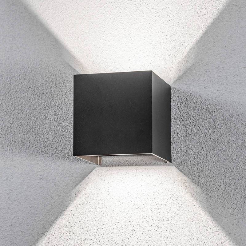 Lindby LED-Außenwandleuchte Nivar, eckig, schwarz, IP54 von LINDBY