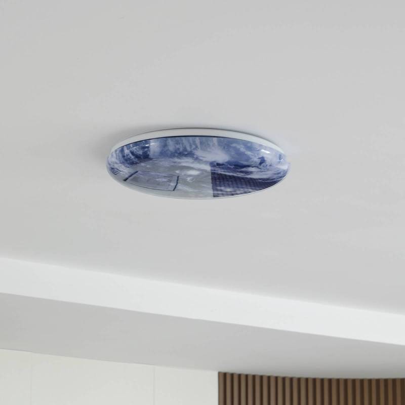 Lindby LED-Deckenleuchte Orbi, 48 cm, blau/weiß, Kunststoff von LINDBY