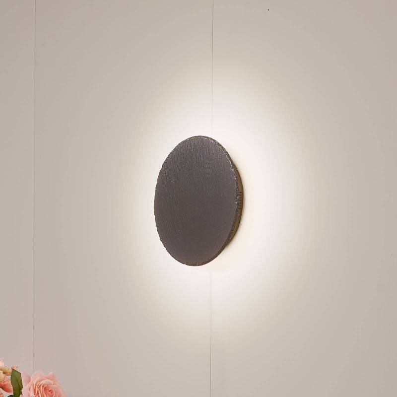 Lindby LED-Wandleuchte Peetu, Ø 25 cm, Schiefer, dimmbar von LINDBY