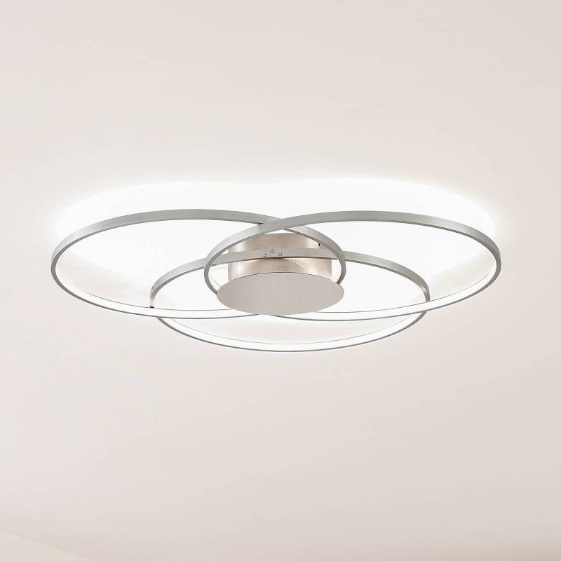 Lindby LED-Deckenleuchte Riley, alufarben, Metall, dimmbar von LINDBY