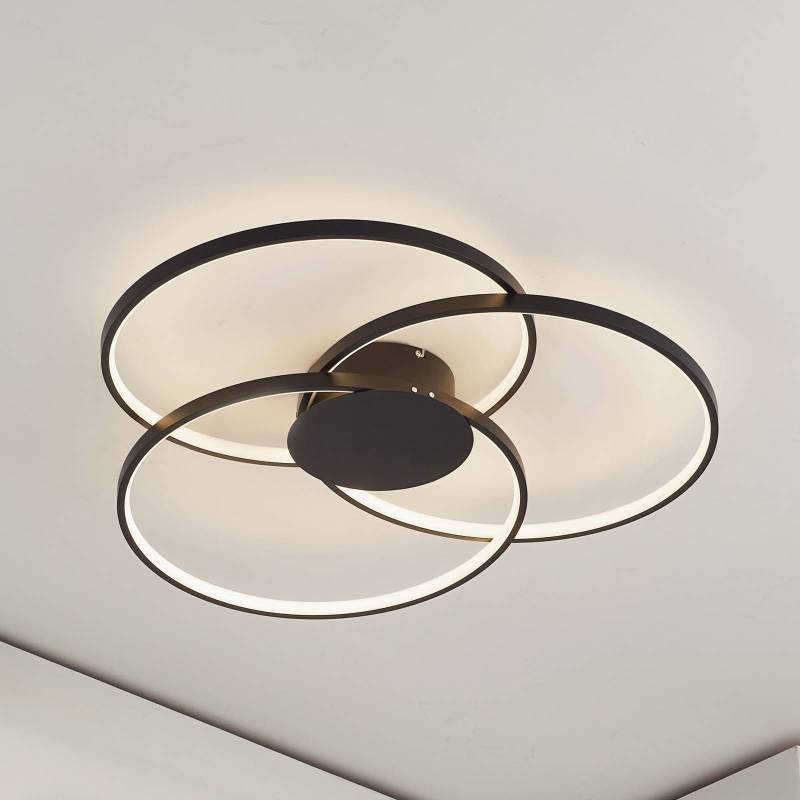 Lindby LED-Deckenleuchte Riley, schwarz, 3.000 K, dimmbar von LINDBY